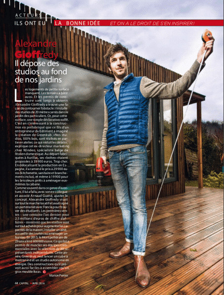 Alexandre Gioffredy pour Capital Il dépose des studios au fond de nos jardin Capital Greenkub