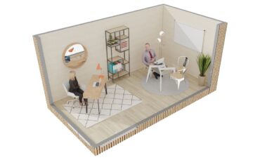 Studio de jardin en bois : Bureau de jardin Greenkub : aménagement intérieur