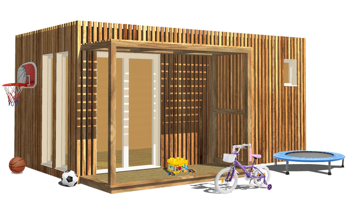 Model 3D d'une salle de jeu de jardin en bois Greenkub Salle de jeux de jardin en bois Greenkub
