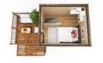 Aménagement chambre et terrasse d'un studio de 30m2