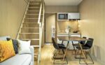 Pièce de vie salon d'un studio de 30m2