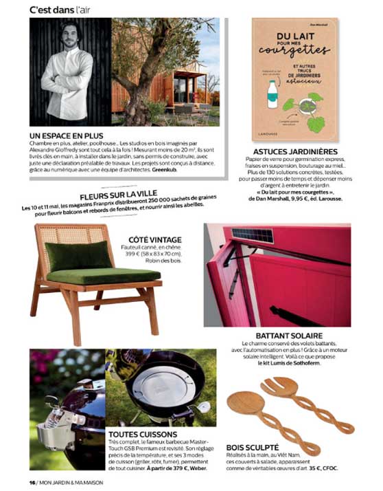 Capture d'écran de l'article de Maison et jardin sur Greenkub Article Maison et Jardin