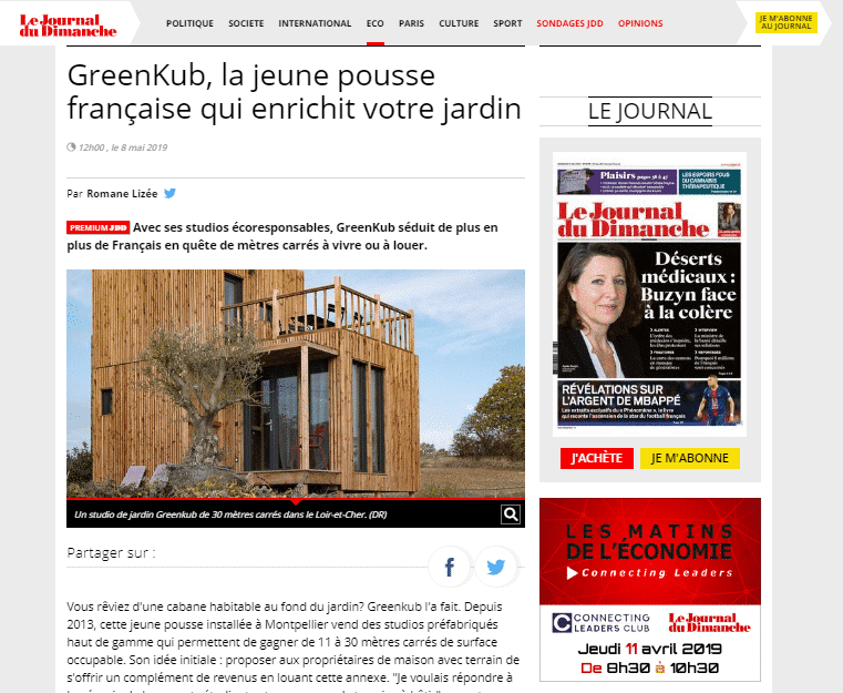 Extrait de l'article du JDD sur les studios de Greenkub extrait de l'article du JDD sur les studios de greenkub