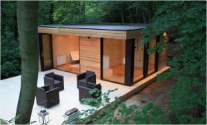 bureau de jardin toit plat en cube
