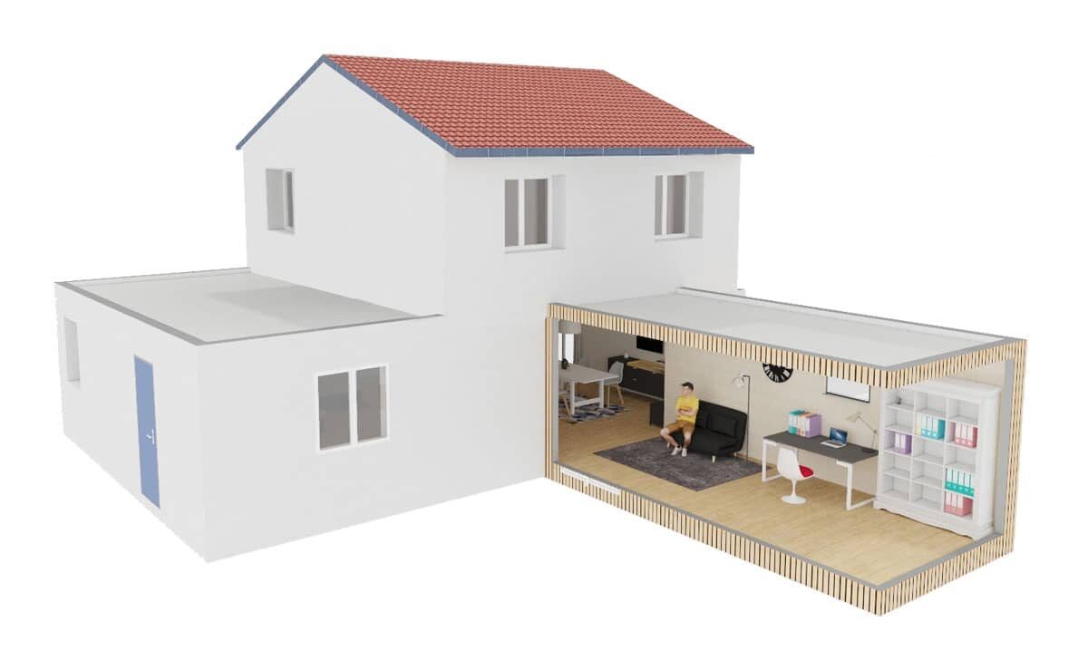 Extension de maison Greenkub de 20 mètres carrés