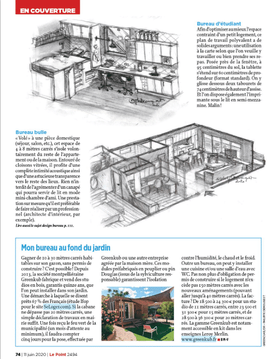Article de presse Le Point sur un bureau de jardin