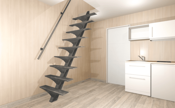 Escalier en fer forgé dans un studio