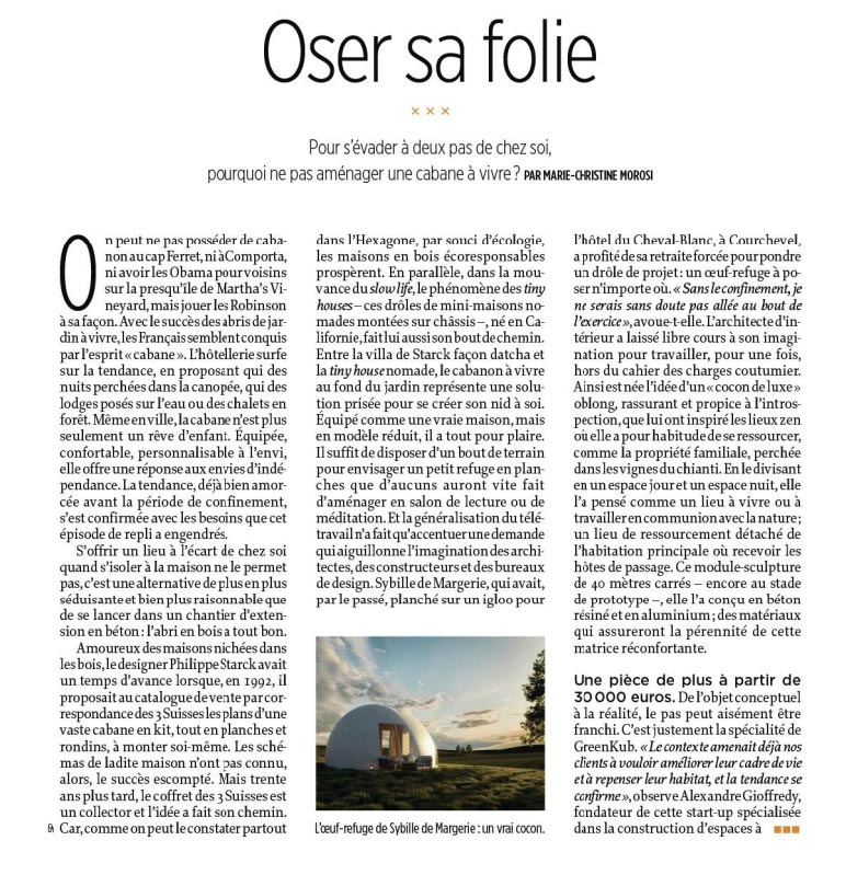 Page 1 et 2 de l'article portant sur Greenkub dans le Point Le point Greenkub