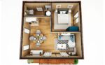 Aménagement intérieur d'une maison de jardin de 40m2
