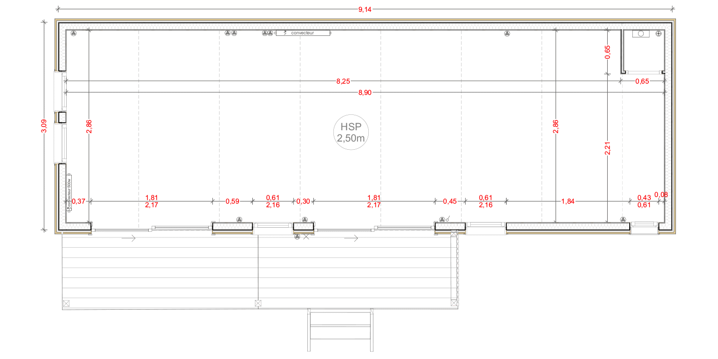 gk25I-interieur-dimensions plans intérieurs du studio de jardin de 25m2 en I