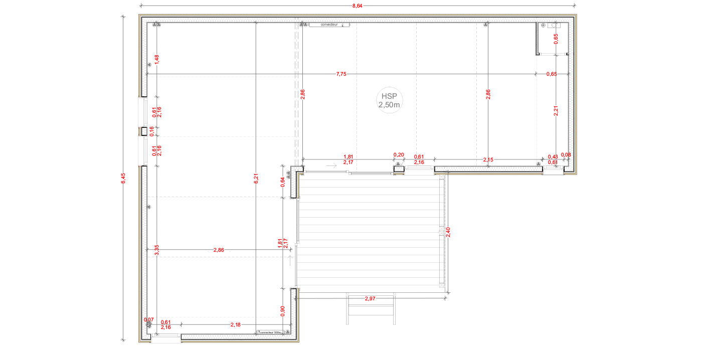 gk35L-interieur-dimensions Plans intérieurs du studio de jardin de 35m2 en L