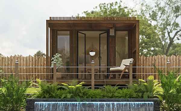 bureau-piece-travail Bureau de jardin de 11m2 au bord d'une piscine