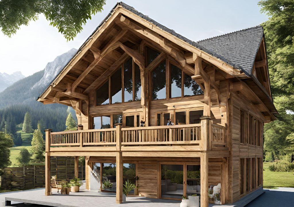 Maison en madrier ou en bois massif empilé 