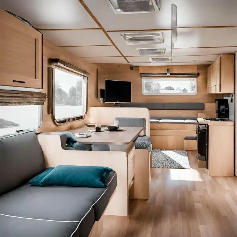 Intérieur moderne d'un mobil-home