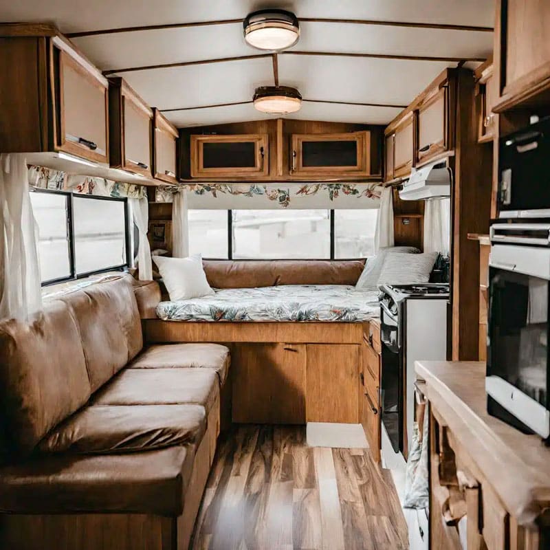 Pièce de vie dans un mobil home