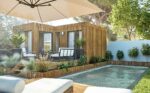 Un studio de jardin de plain-pied de 25m2 au bord d'une piscine