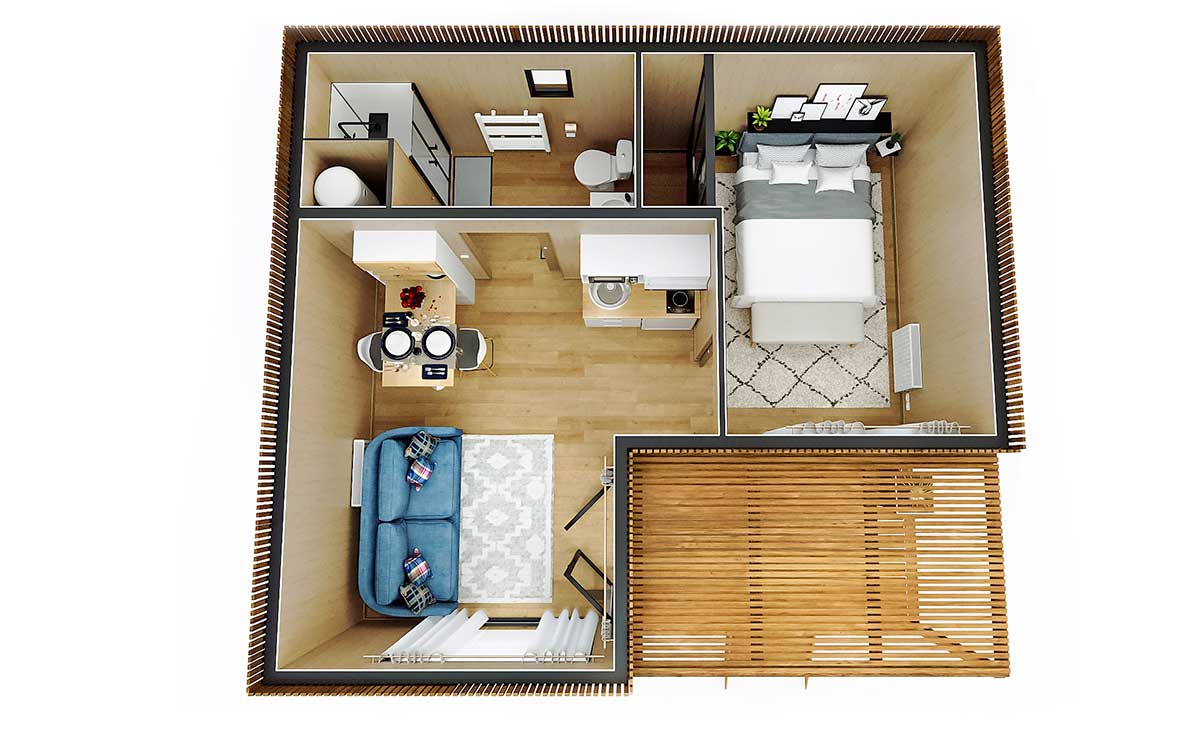 25l-top-full.jpg Intérieur aménagé d'un studio de jardin en bois de 25m2