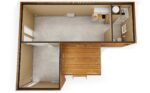 Intérieur vide d'un studio de jardin de 35m2