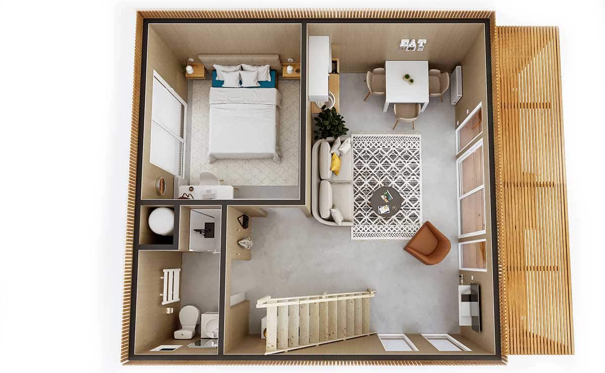 40t-top-full.jpg Intérieur d'un studio de jardin en bois aménagé