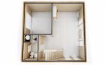 Intérieur d'un studio de jardin de 40m2 en duplex