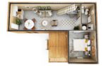 Aménagement intérieur d'un studio de jardin de 50m2