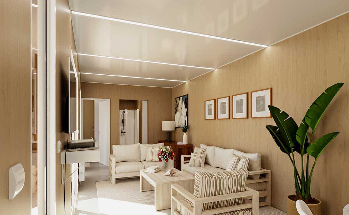 50u-real-inte-3d.jpg Salon aménagé d'un studio de jardin de plain-pied de 50m2