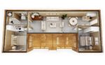 Aménagement intérieur d'un studio de jardin de plain-pied 50m2