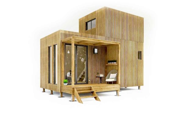 Un bureau de jardin de 30m2 avec une mézzanine