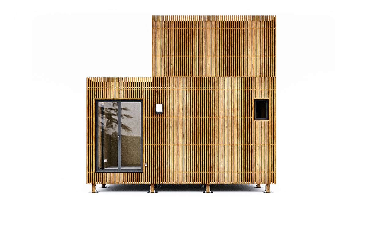face-gk25m-access.jpg Un bureau de jardin en bois de 25m2 avec mezzanine