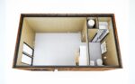 Intérieur vide d'une studio de jardin en bois de 15m2