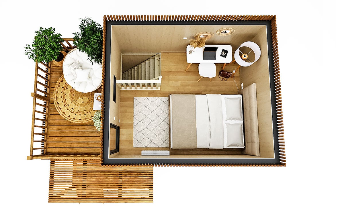 haut-gk25T-etage-equipe.jpg Aménagement intérieur d'une chambre dans une chambre d'hôte de 25m2