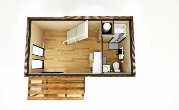 Intérieur vide d'une chambre d'hôte de 25m2