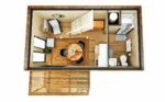 Aménagement intérieur d'un bureau de jardin de 25m2 avec mézzanine