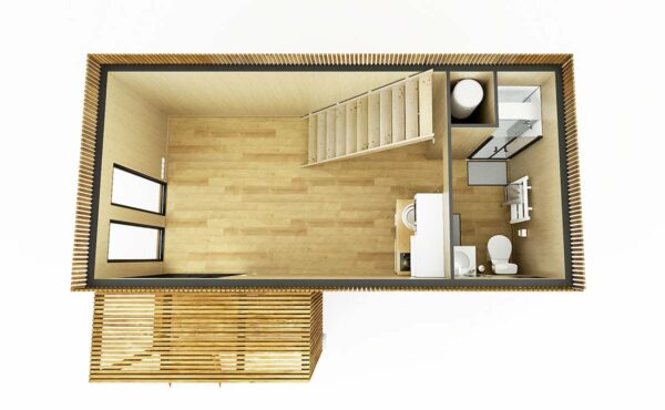 Intérieur vide d'une chambre d'hôte de 30m2