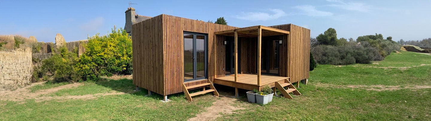 studio de jardin plain pied en L de 30 m2