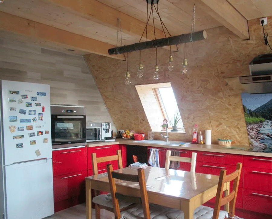 Aménagement cuisine d'une maison en A