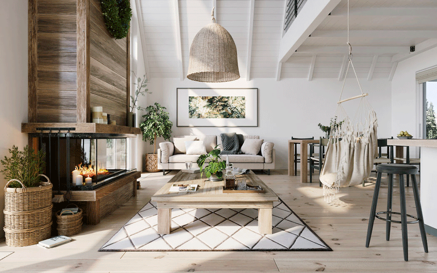 Intérieur d'une maison en A