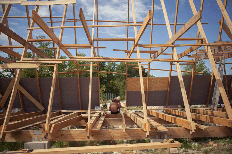Structure en bois d'une maison en A